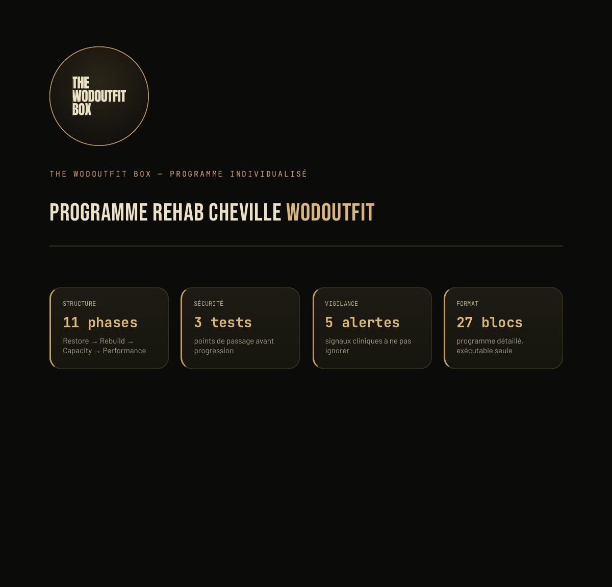Programme Rehab Cheville, première page