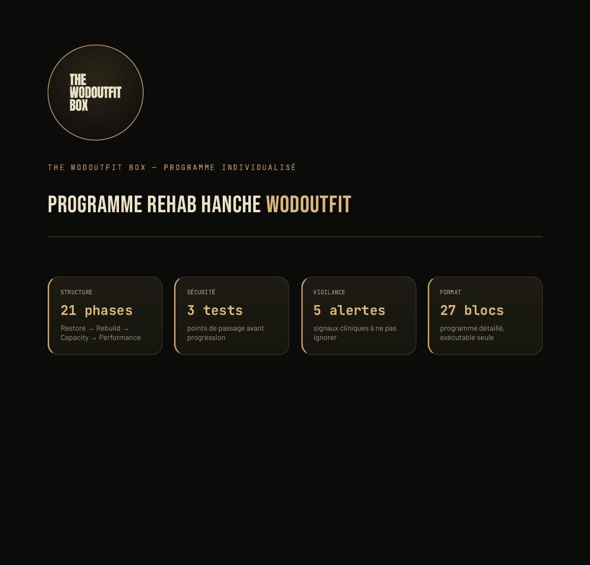Programme Rehab Hanche, première page